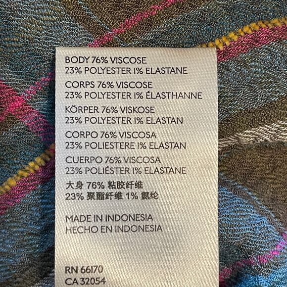 PILCRO The Romy Top Womens Small Olive Teal & Pink Plaid Relaxed Button Shirt - Picture 7 of 8